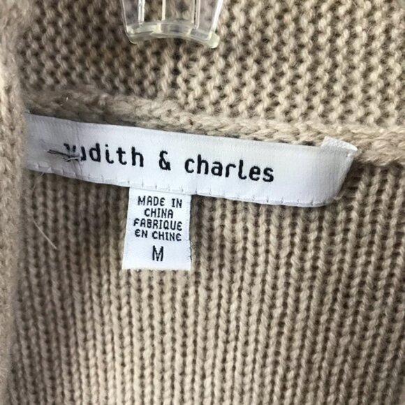 Judith & Charles Cashmere Open Chucky Cardigan Sweater Jacket Pockets Wool Tan M - Picture 5 of 10